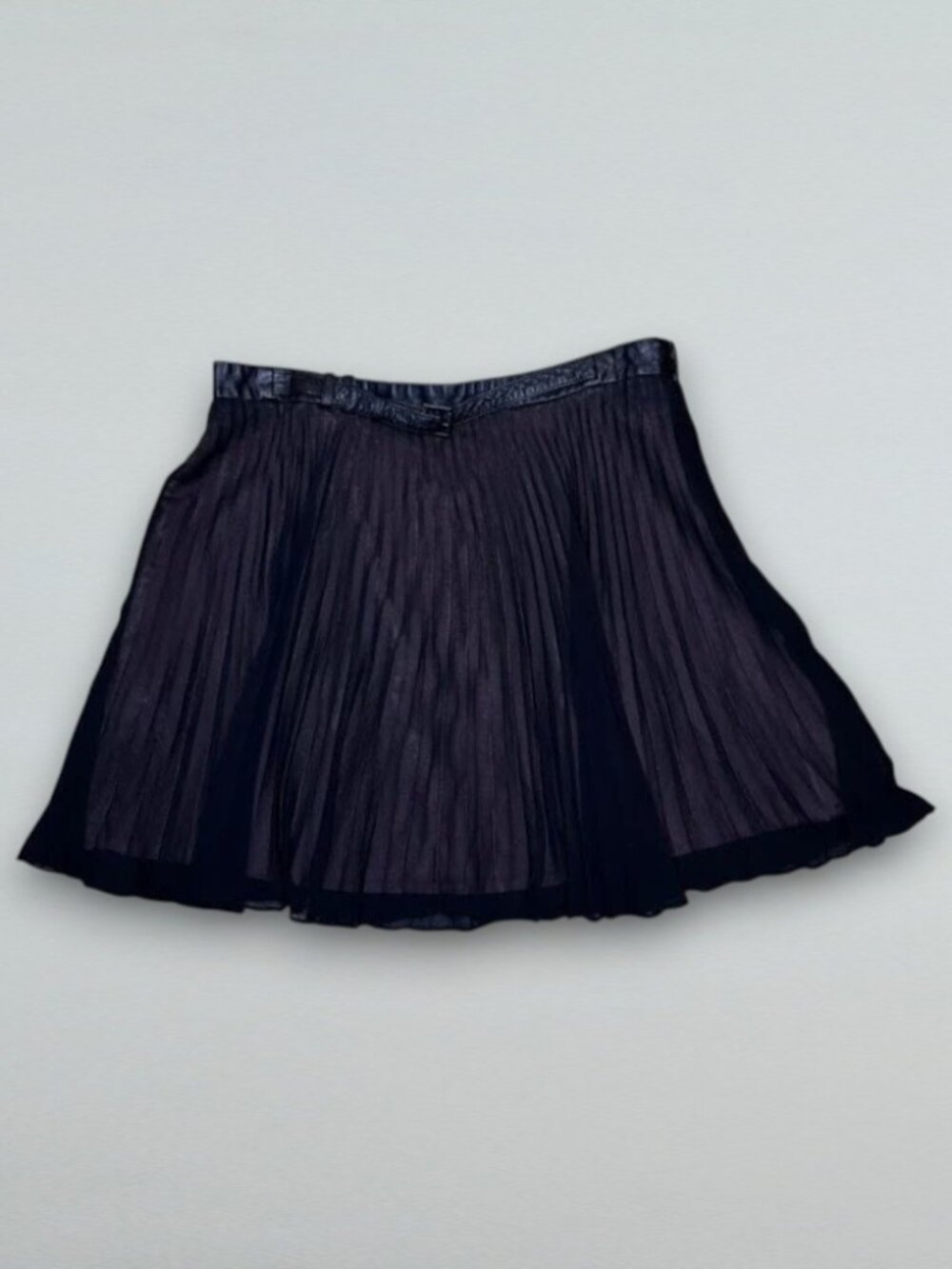 Black Pleated Chiffon Mini Skirt Blush Pink Lined Belted Skater Size 10